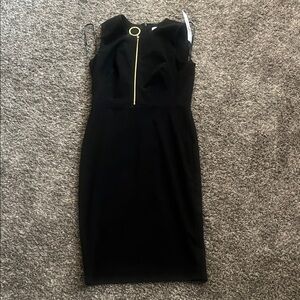 Calvin Klein Black Midi Dress with Gold Zipper